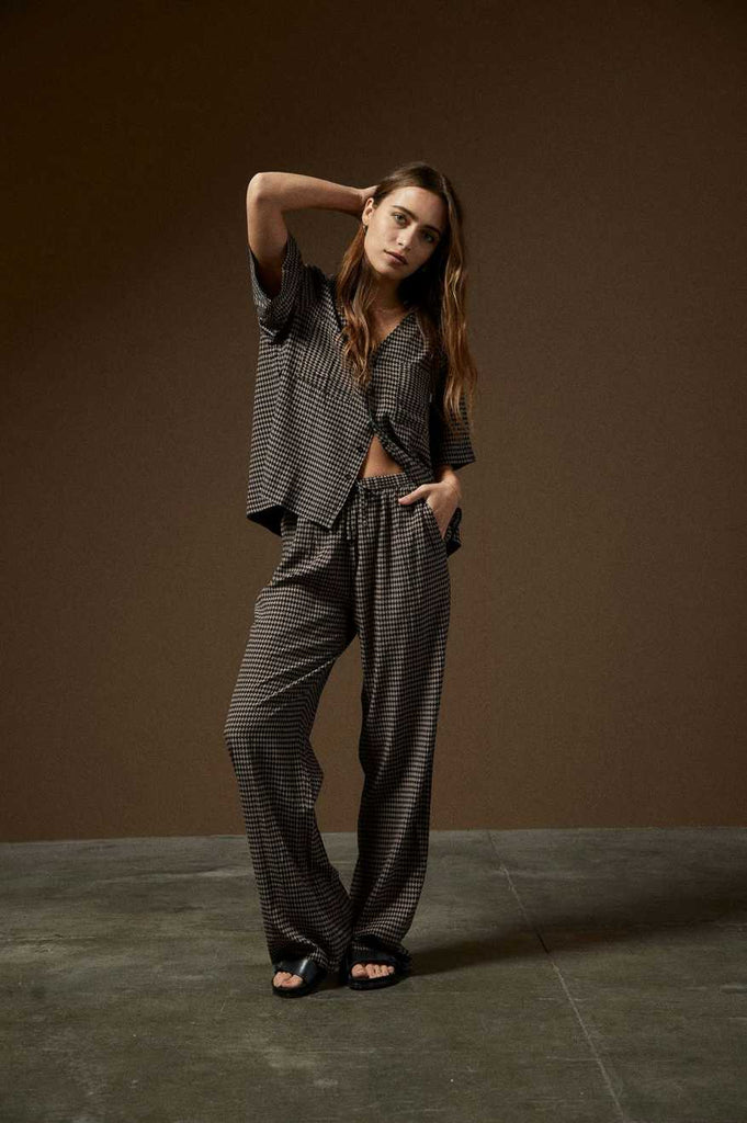 Brixton Hudson Lounge Pant - Washed Black/Cinder Grey Diamond Check