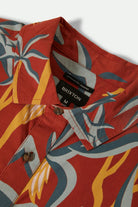 Men's Charter Print S/S Shirt in the color Dark Red Scenic Trip - Additional Laydown image