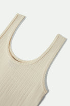 Women's Pointelle Slim Fit Tank in the color Off White - Additional Laydown image