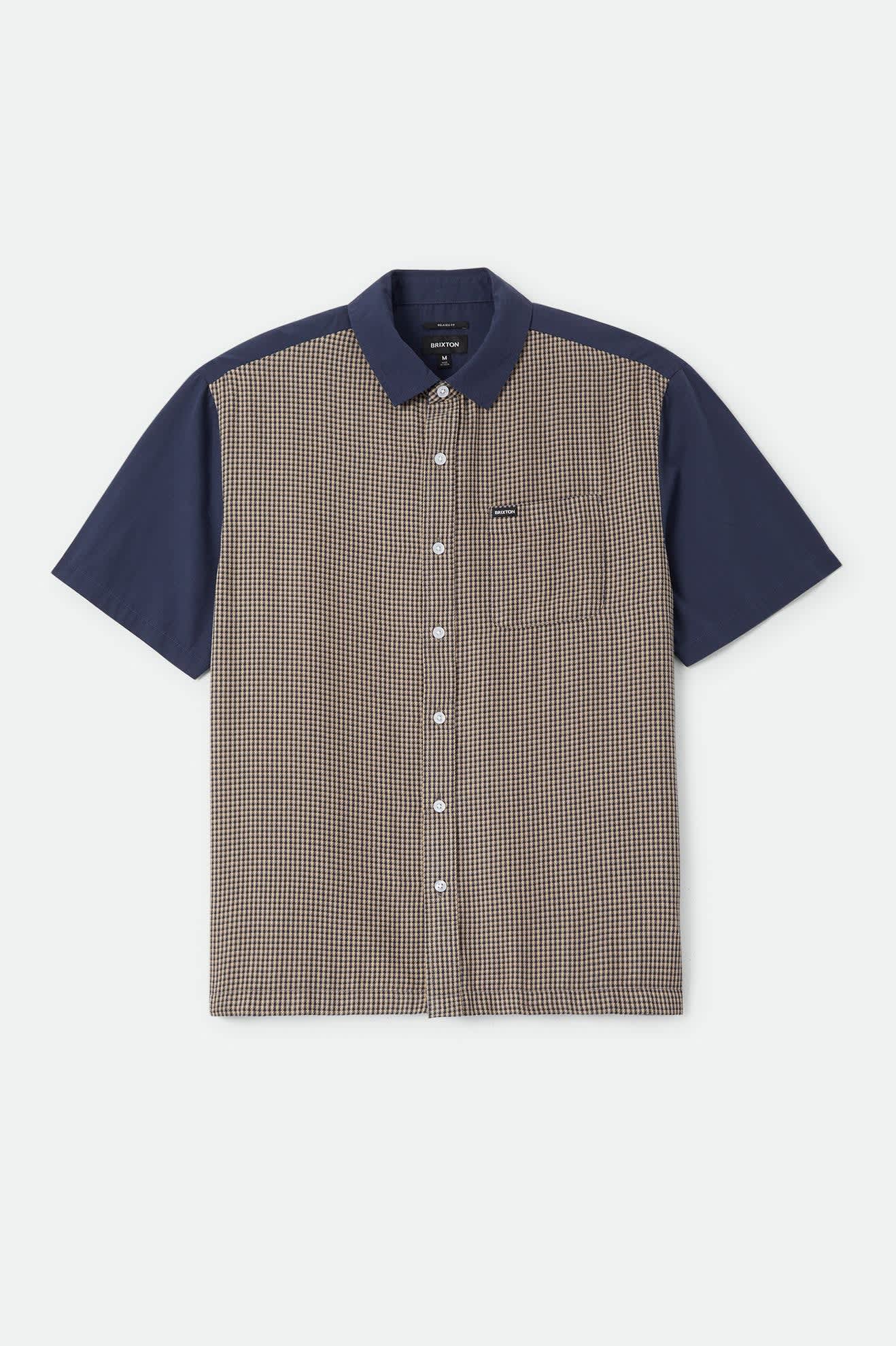 Men's Cru Shirt in the color Classic Navy Color Blocked - Front Product View