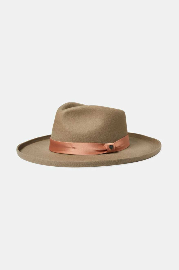 Brixton Victoria Felt Fedora - Timberwolf/Rose Gold Satin