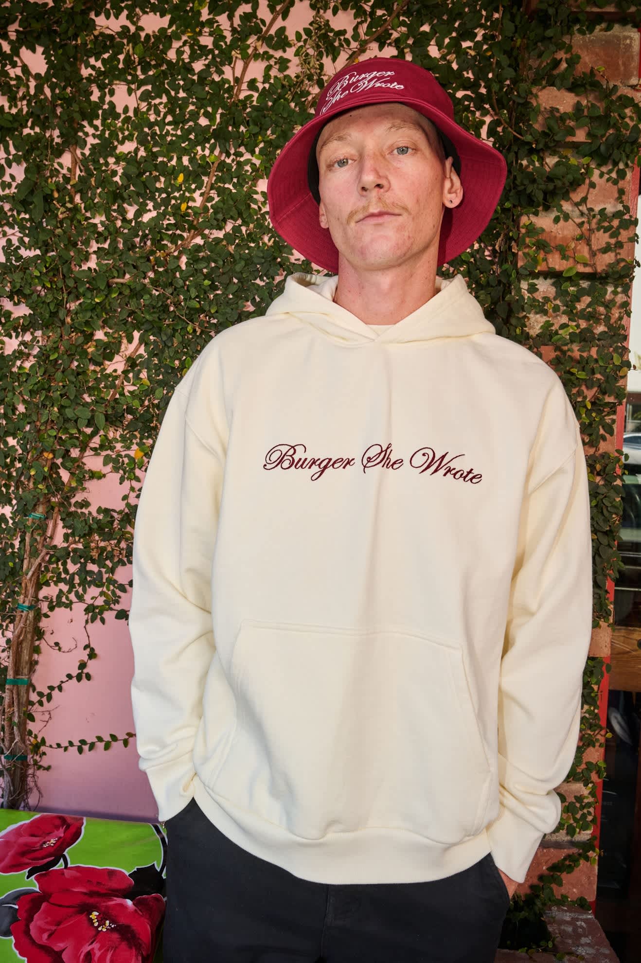 Men's Burger She Wrote Hood in the color Natural - Men's Front View