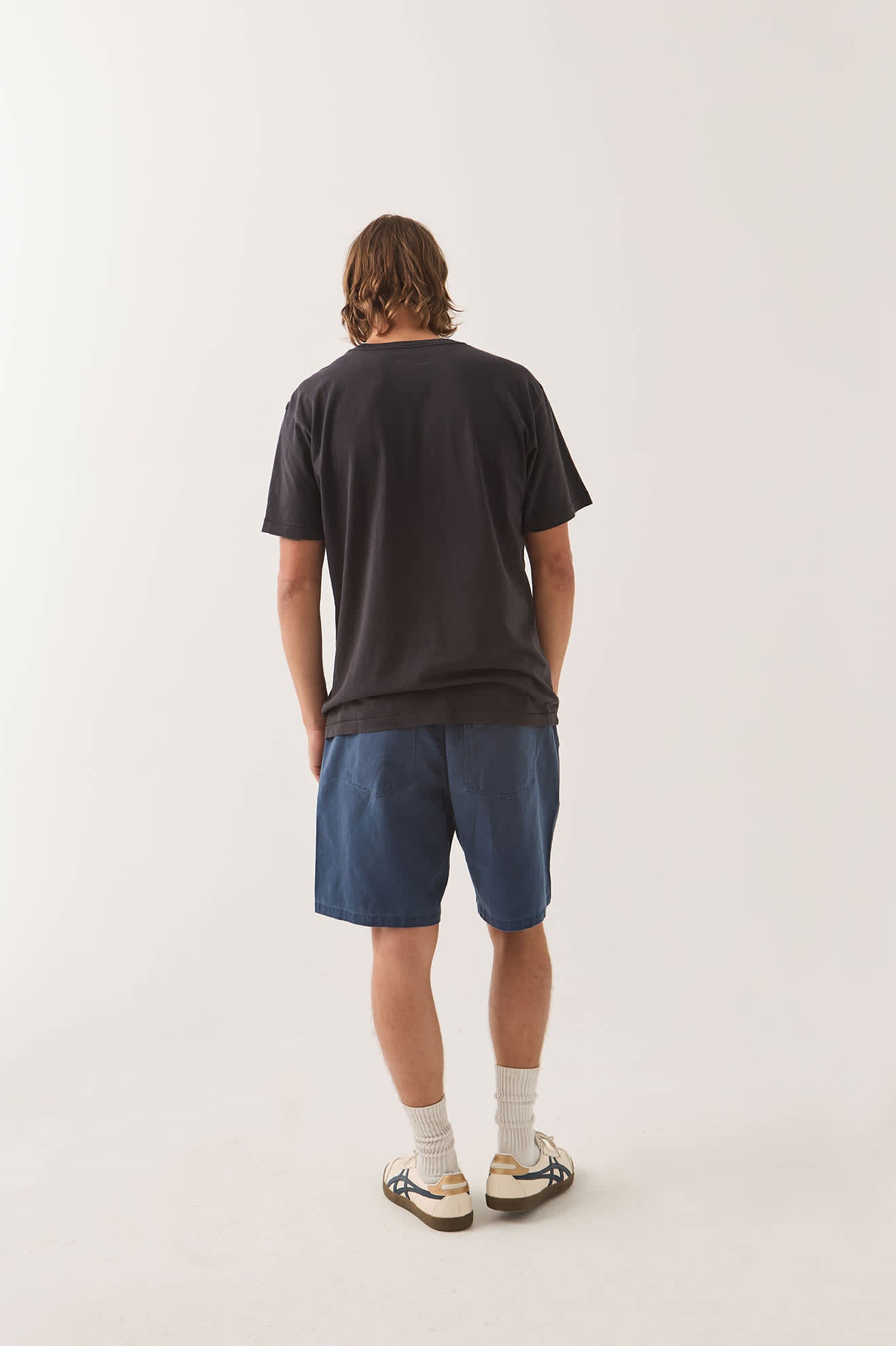 Men's Everyday Vintage Wash Short in the color Washed Navy - Men's Back View
