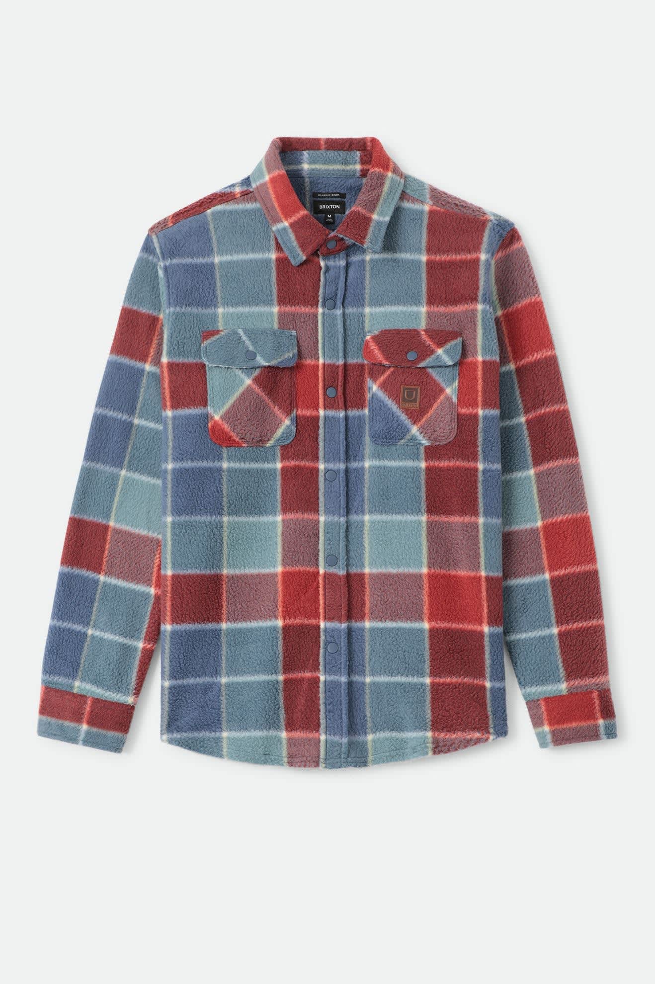 Men's Bowery Arctic Stretch Fleece in the color Blue/Red Plaid - Front Product View