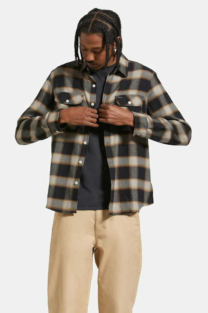 Brixton 20th Anniversary Bowery L/S Flannel - Black/Cream