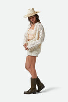 Women's East Side Boxy L/S Button Down in the color Whitecap - Women's Side View