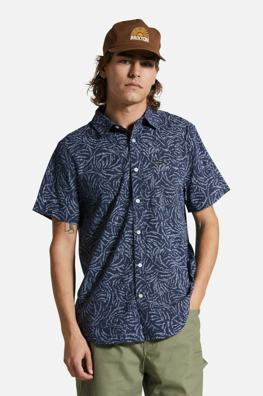 Charter Print S/S Shirt - Washed Navy/Dusty Ripple