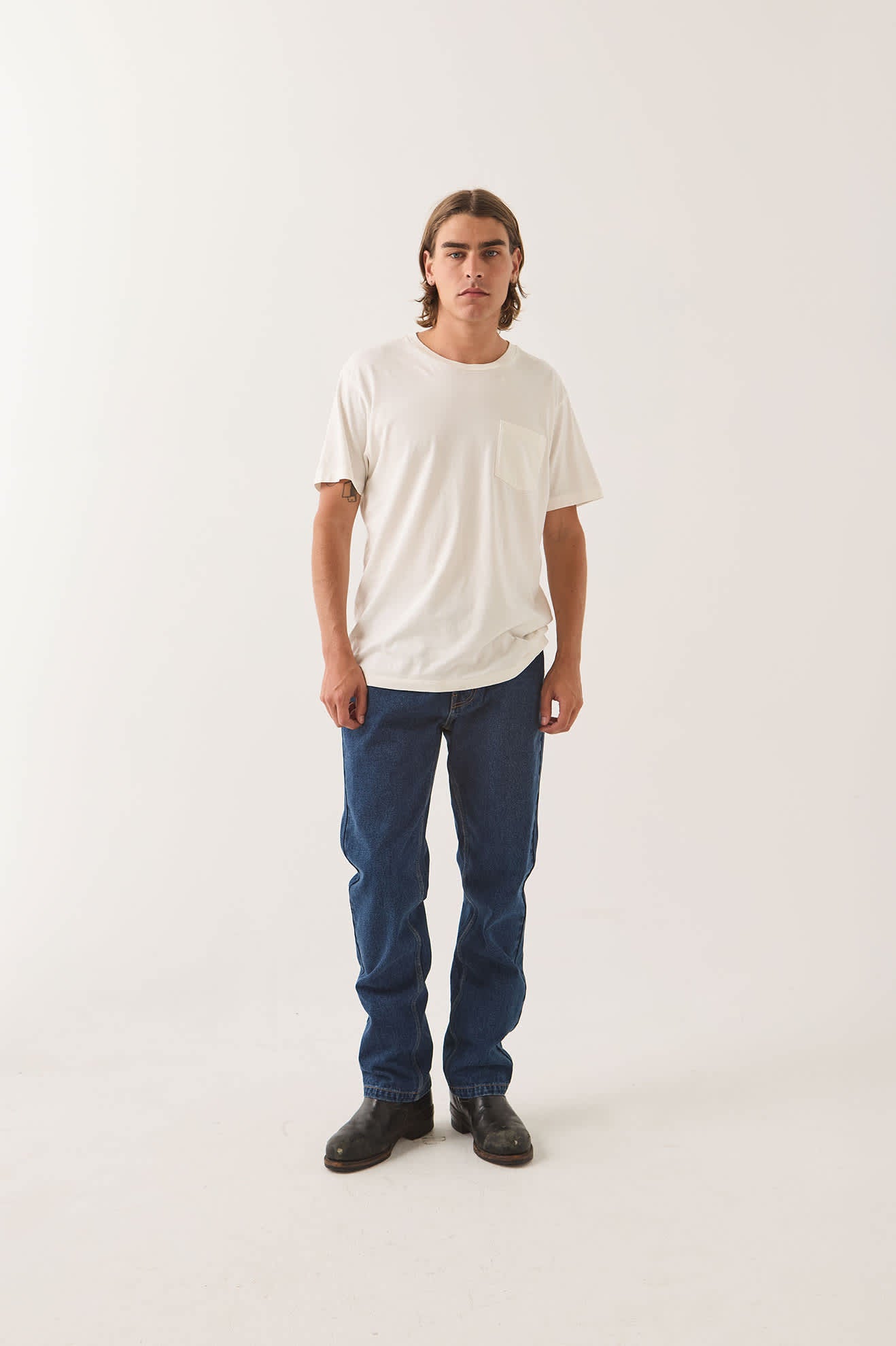 Men's Builders 5-Pocket Pant in the color Dark Denim - Men's Front View