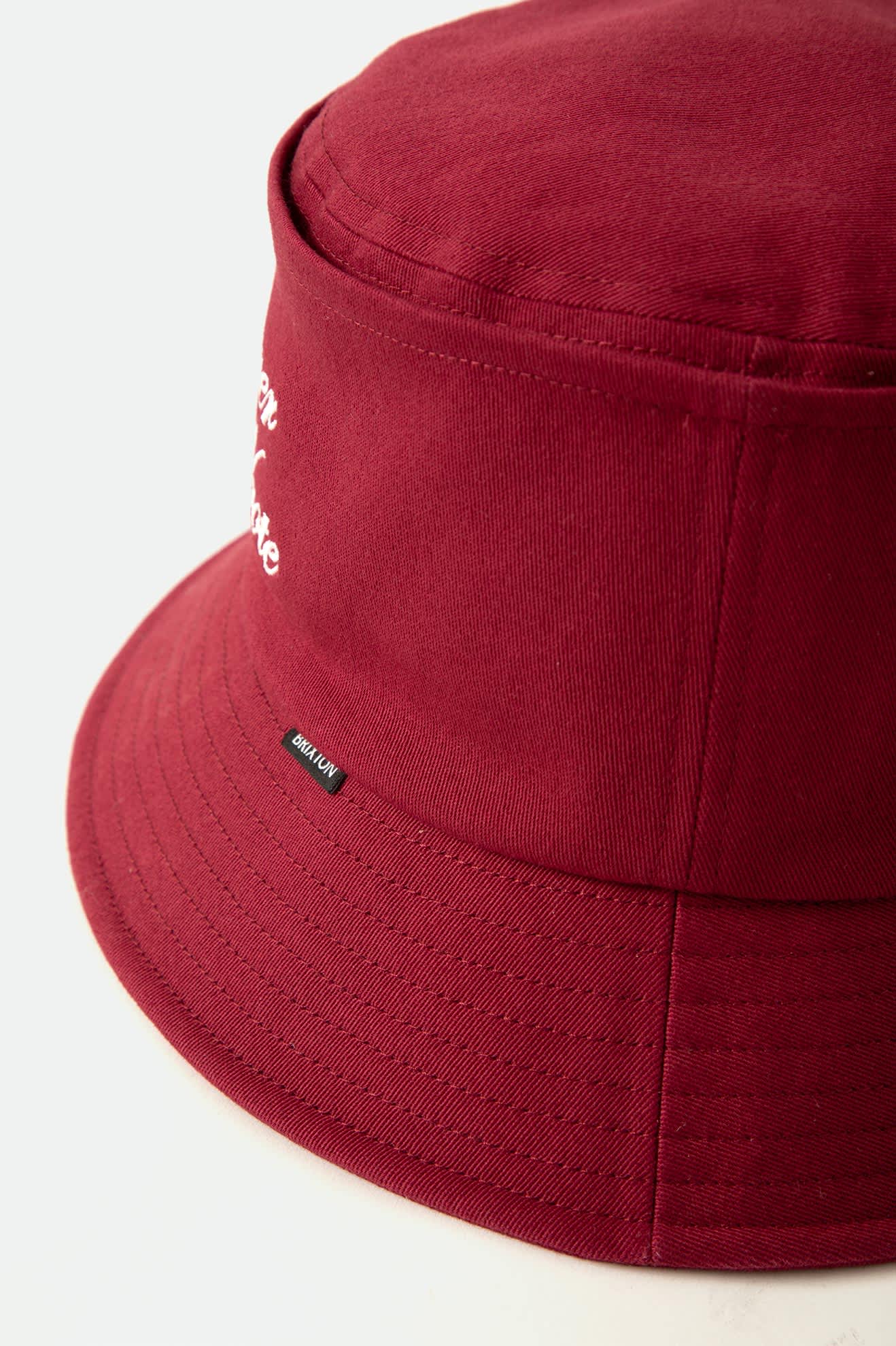Unisex Burger She Wrote Bucket Hat in the color Burgundy - Additional Laydown image