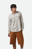 Men's Bowery Lightweight Ultra Soft L/S Flannel in the color Whitecap/Basalt - Additional Fit image