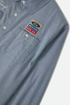 Men's Ford Service Dept Workshirt in the color Blue Chambray - Additional Laydown image
