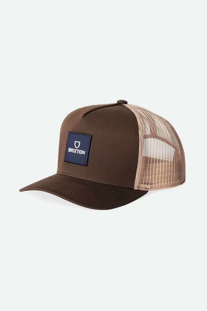 Brixton Unisex Alpha Block Netplus Trucker Hat - Brown/Sand | Main