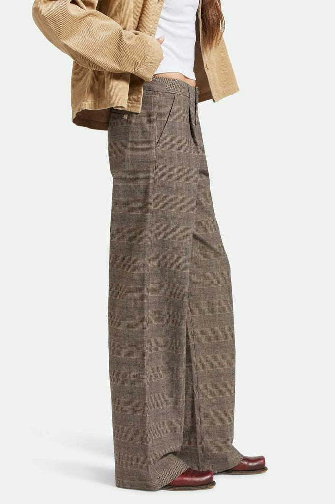 Brixton Ludlow Trouser Pant - Brown/Cream Houndstooth