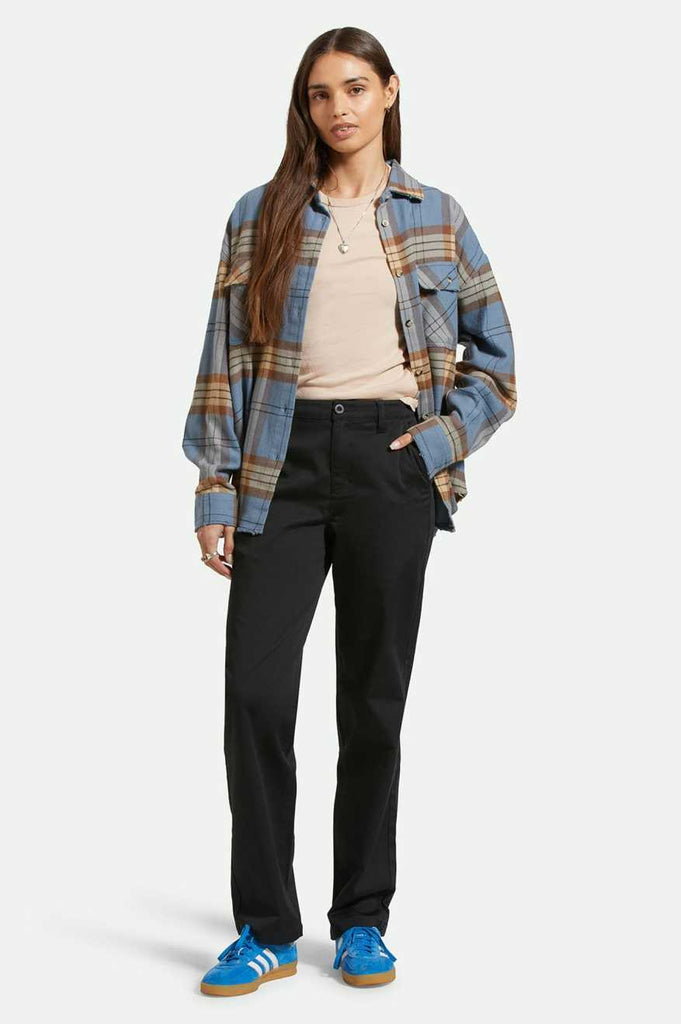 Brixton Bowery Women's Classic L/S Flannel - Flint Blue/Pinecone Brown Plaid