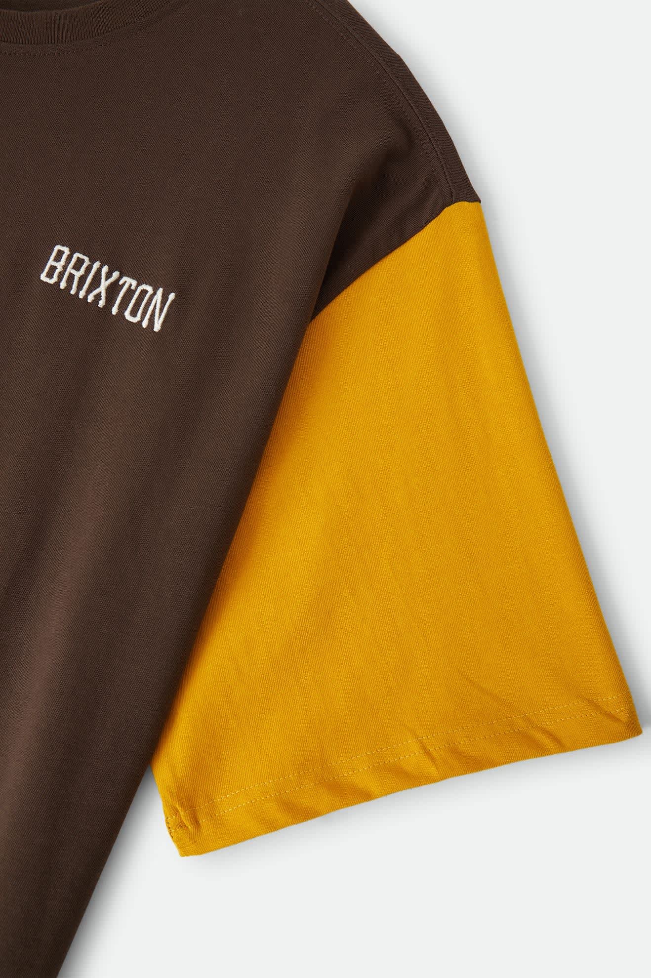 Men's Boxy Baseball T-Shirt in the color Walnut Brown/Golden Hour - Additional Laydown image