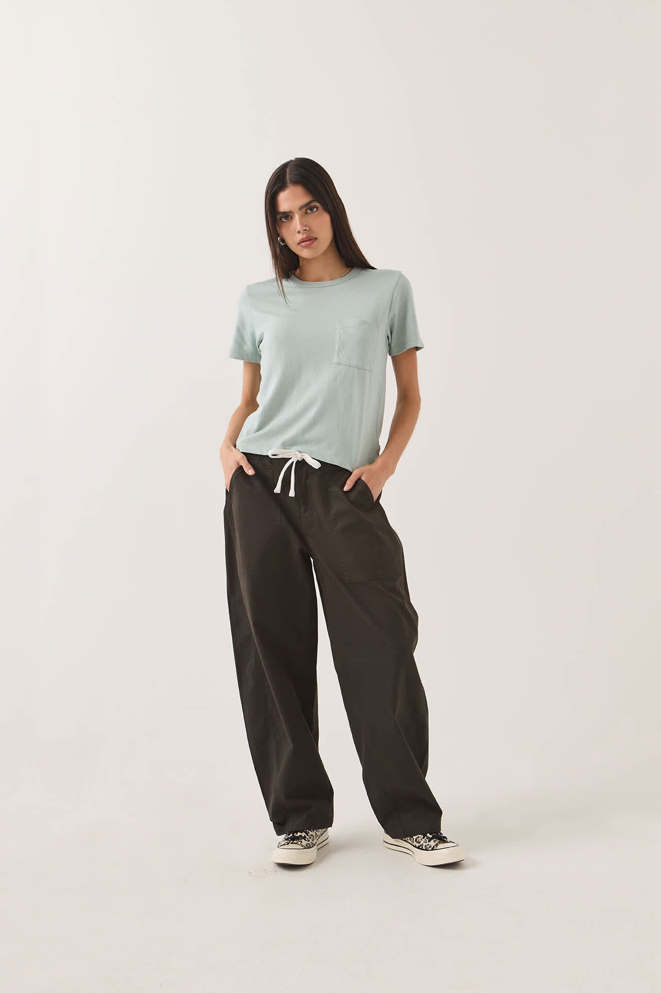 Women's Utility Everyday Barrel Pant in the color Washed Black - Women's Front View