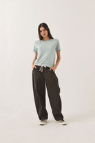 Women's Utility Everyday Barrel Pant in the color Washed Black - Women's Front View