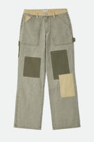 Women's Essex Patchwork Painter Pant in the color Vintage Olive Patchwork - Front Product View