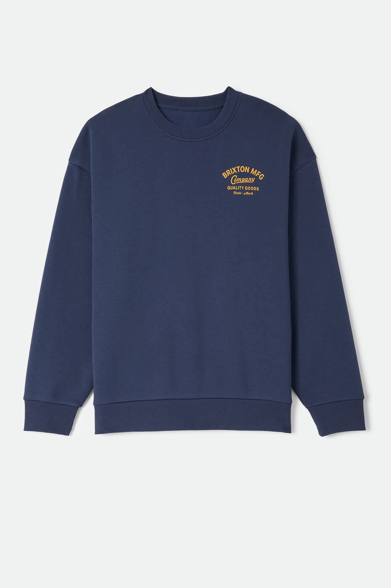 Men's Straton Crew in the color Washed Navy - Front Product View