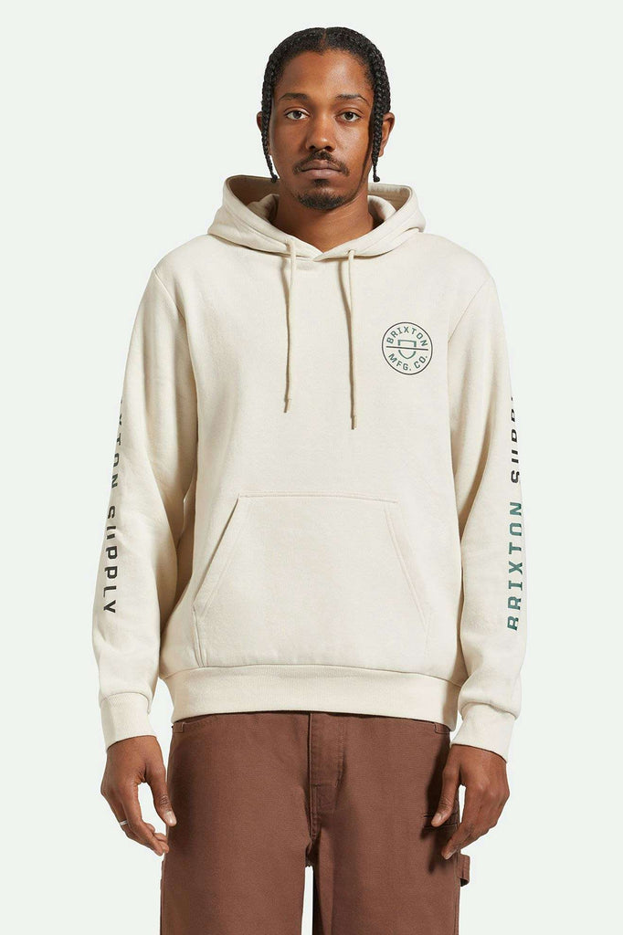 Men's Fit, front | Crest Hoodie - Beige/Black/Pine Needle