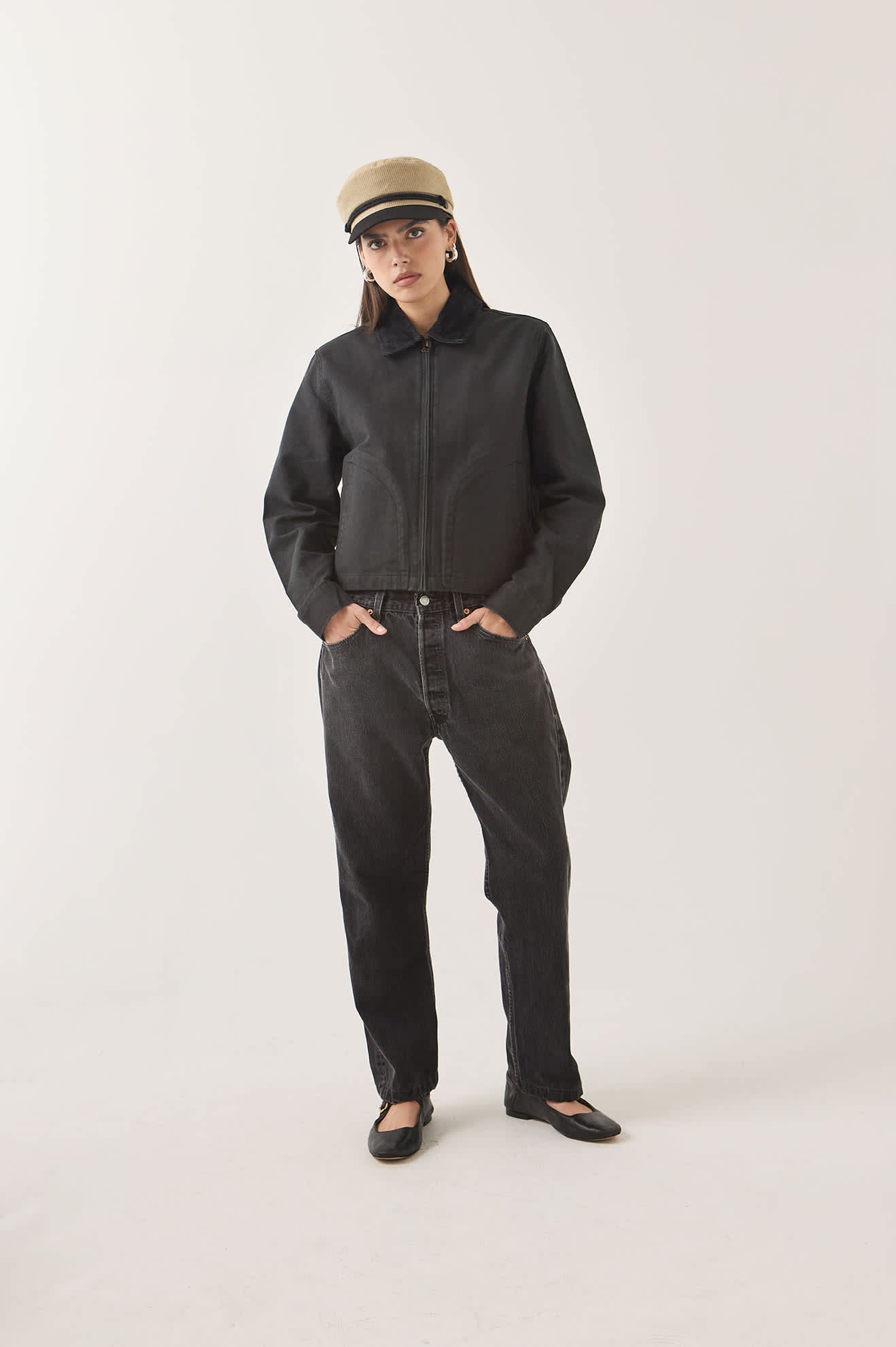Women's Mechanics Women's Garage Zip Jacket in the color Black - Women's Front View