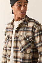Men's Bowery Flannel in the color Soft Brown Plaid - Additional Fit image