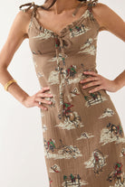 Women's The Tie Dress in the color Mid Century Cowboy Print - Additional Fit image