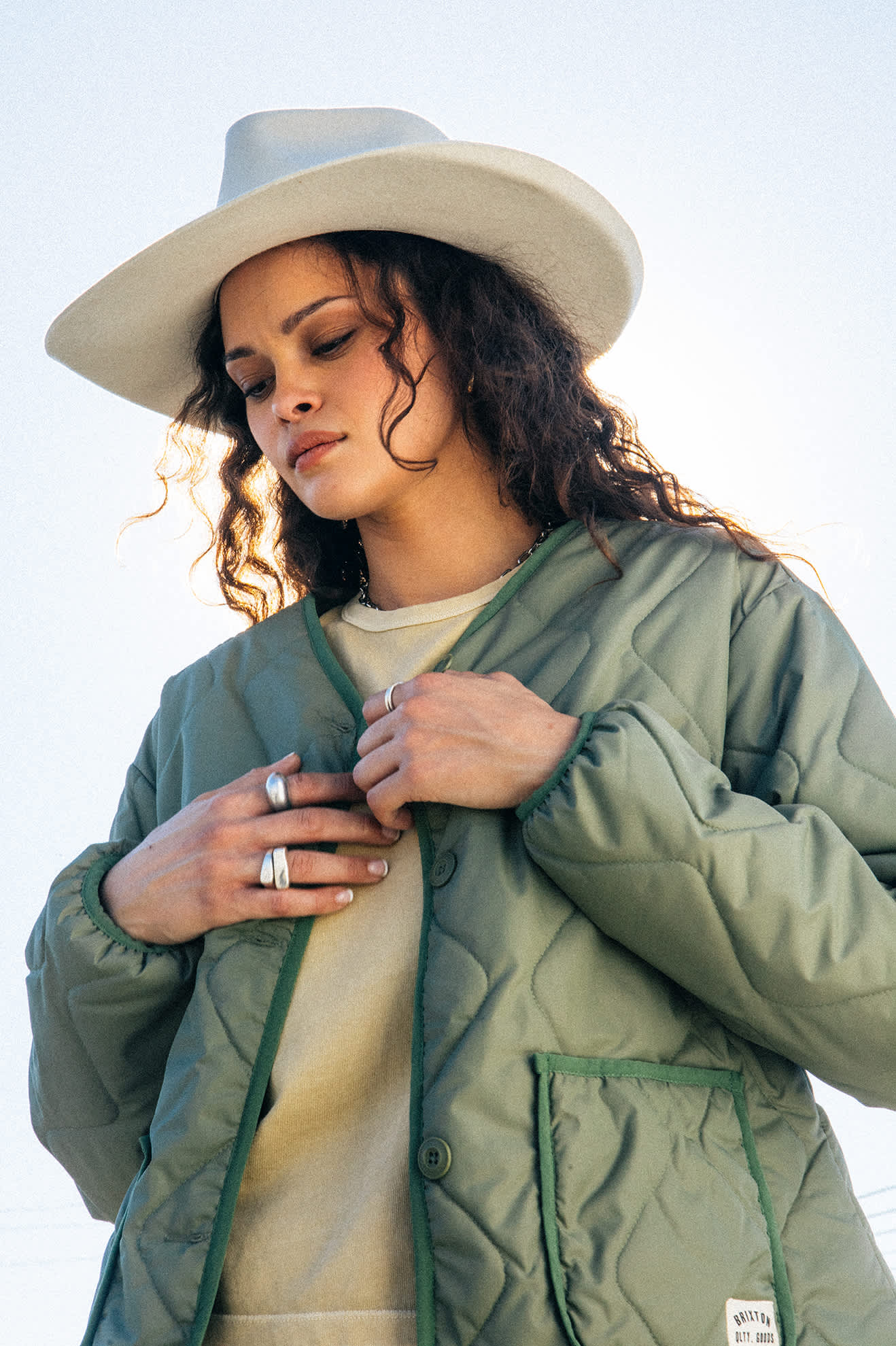 Women's Delilah Quilted Jacket in Olive Surplus – Brixton Canada