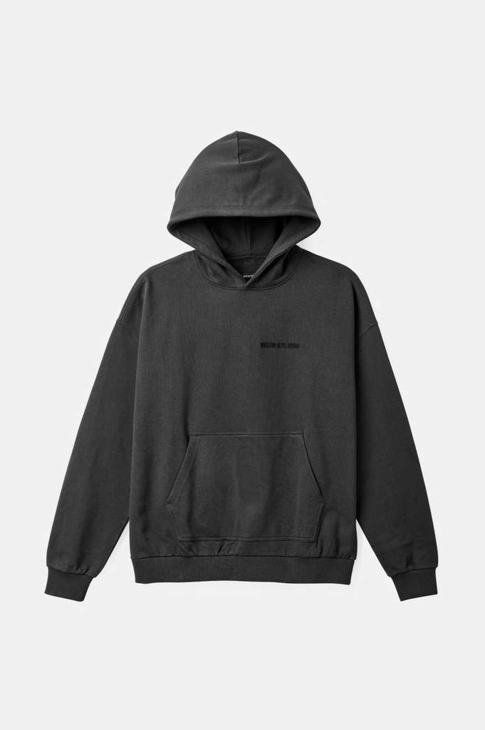 Brixton Embroidered Heavyweight Oversized Hoodie - Washed Black