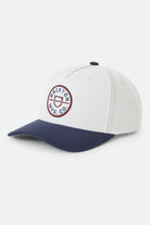 Unisex Crest Snapback in the color Wax Paper/Navy - Front Product View