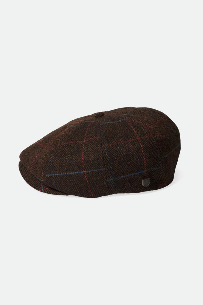 Brixton Brood Newsboy Cap - Brown/Black/Mars Red