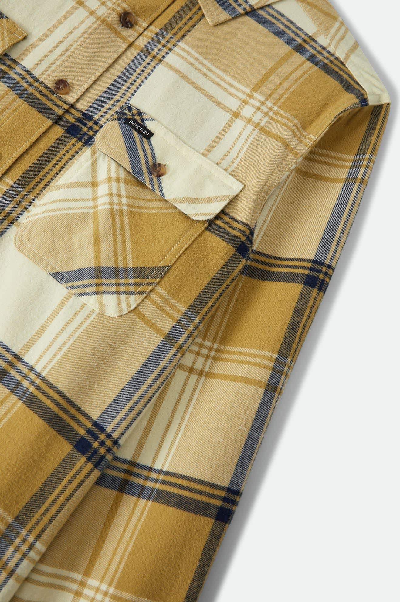 Men's Bowery Lightweight Ultra Soft Flannel in the color Yellow/Dusted Ochre - Additional Laydown image