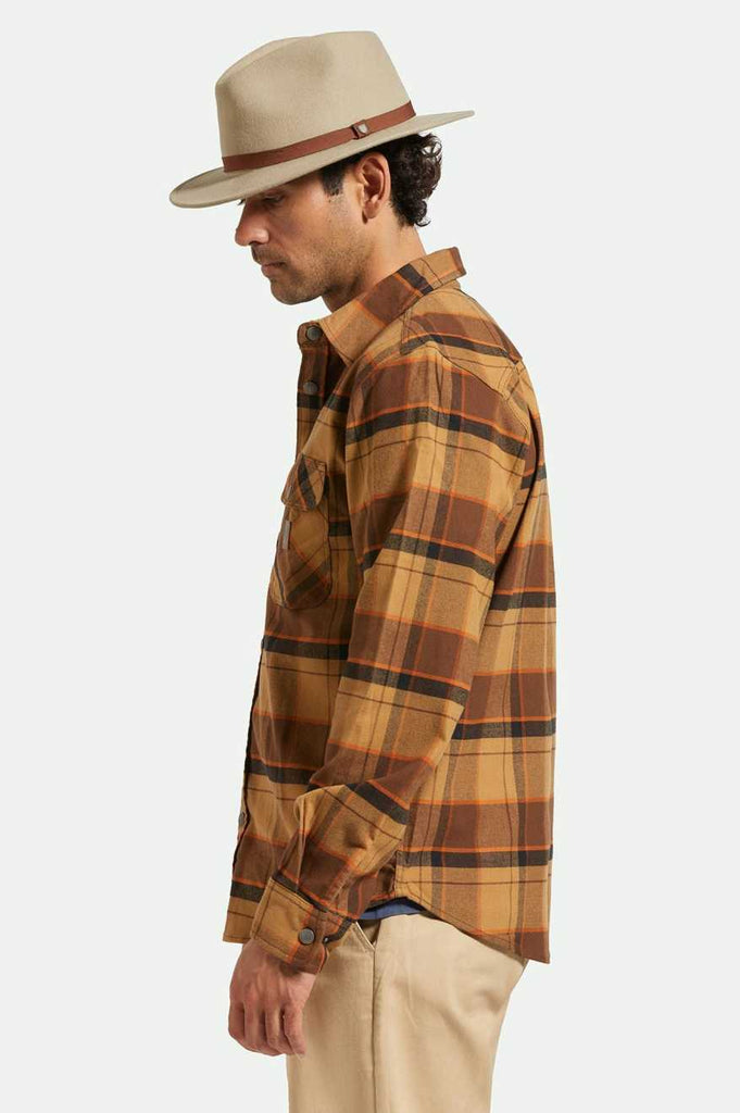 Brixton Unisex Messer Packable Fedora - Timberwolf/Light Brown | Side fit