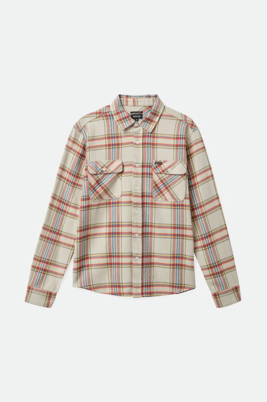 Bowery L/S Flannel - White Smoke/Yellow/Casa Red