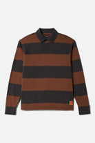 Men's Union Heavyweight Rugby Polo in the color Washed Black/Pinecown Brown - Front Product View
