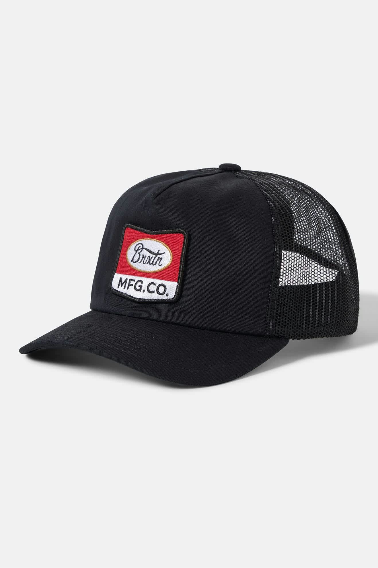 Unisex Phillips Netplus Trucker Hat in the color Black/Black - Front Product View