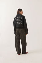 Unisex Ford Built Tough Harrington Jacket in the color Burnt Rubber - Women's Back View