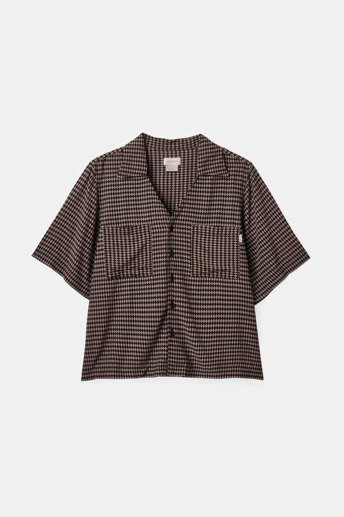 Brixton Hudson Lounge S/S Woven Shirt - Washed Black/Cinder Grey Diamond Check