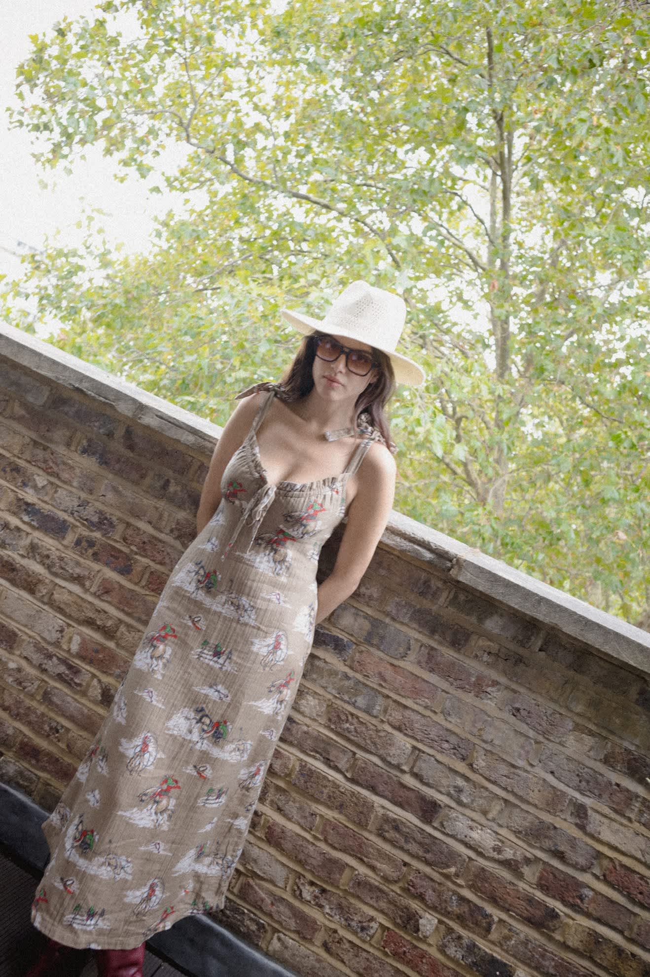 Women's The Tie Dress in the color Mid Century Cowboy Print - Women's Lifestyle image