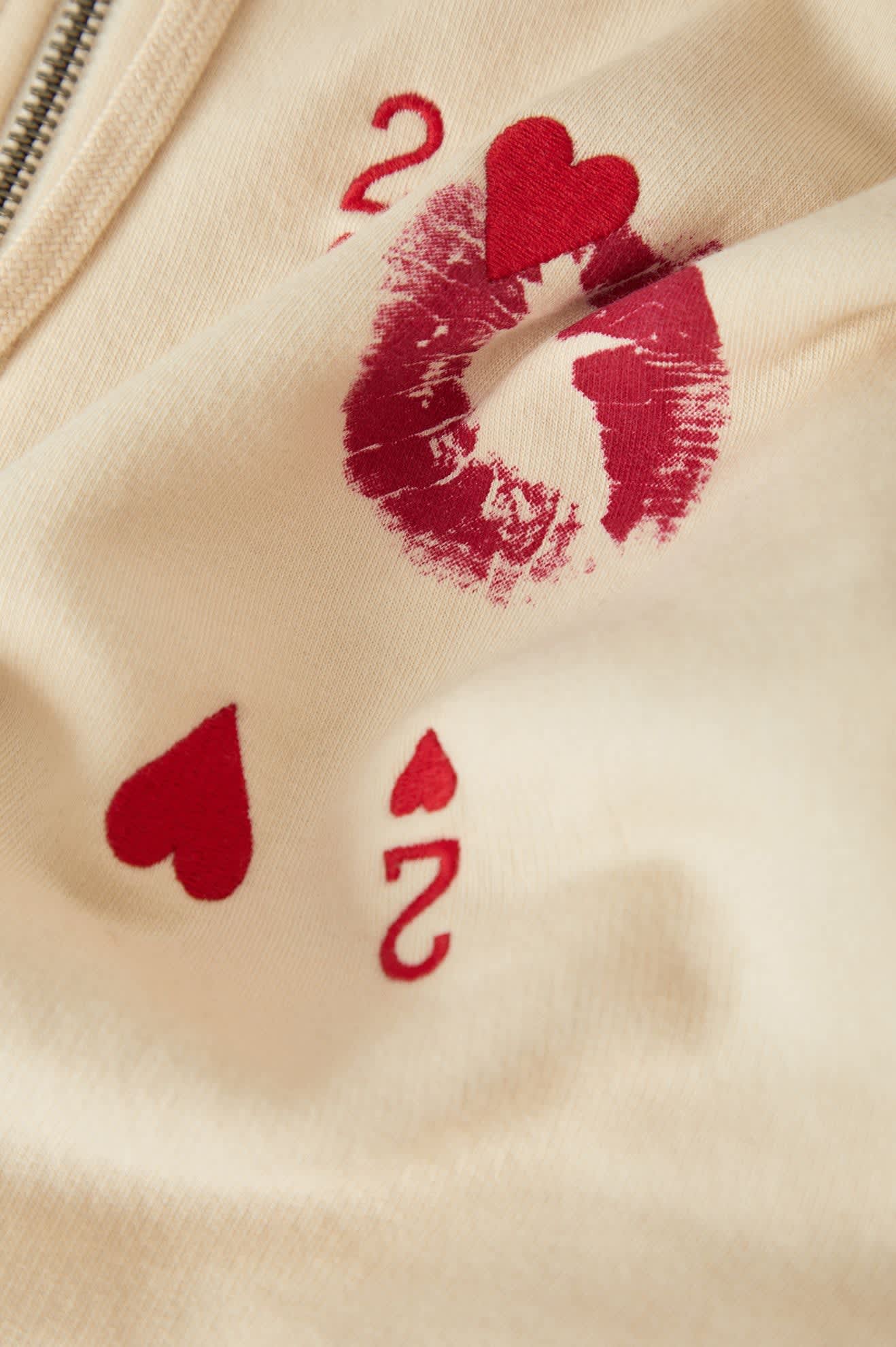 Women's Kissing Hearts Zip Hood in the color Whitecap - Additional Laydown image
