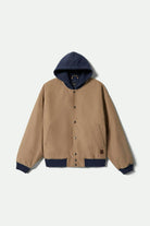 Men's Canvas Hooded Bomber Jacket in the color Khaki/Mood Indigo - Front Product View