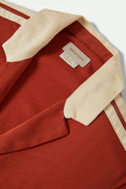 Women's Silky S/S Bowling Button Down in the color Burnt Brick - Additional Laydown image