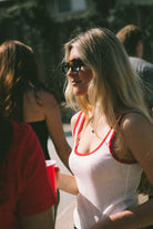 Women's Ringer Organic A-Tank in the color Off White/Crimson - Men's Lifestyle image