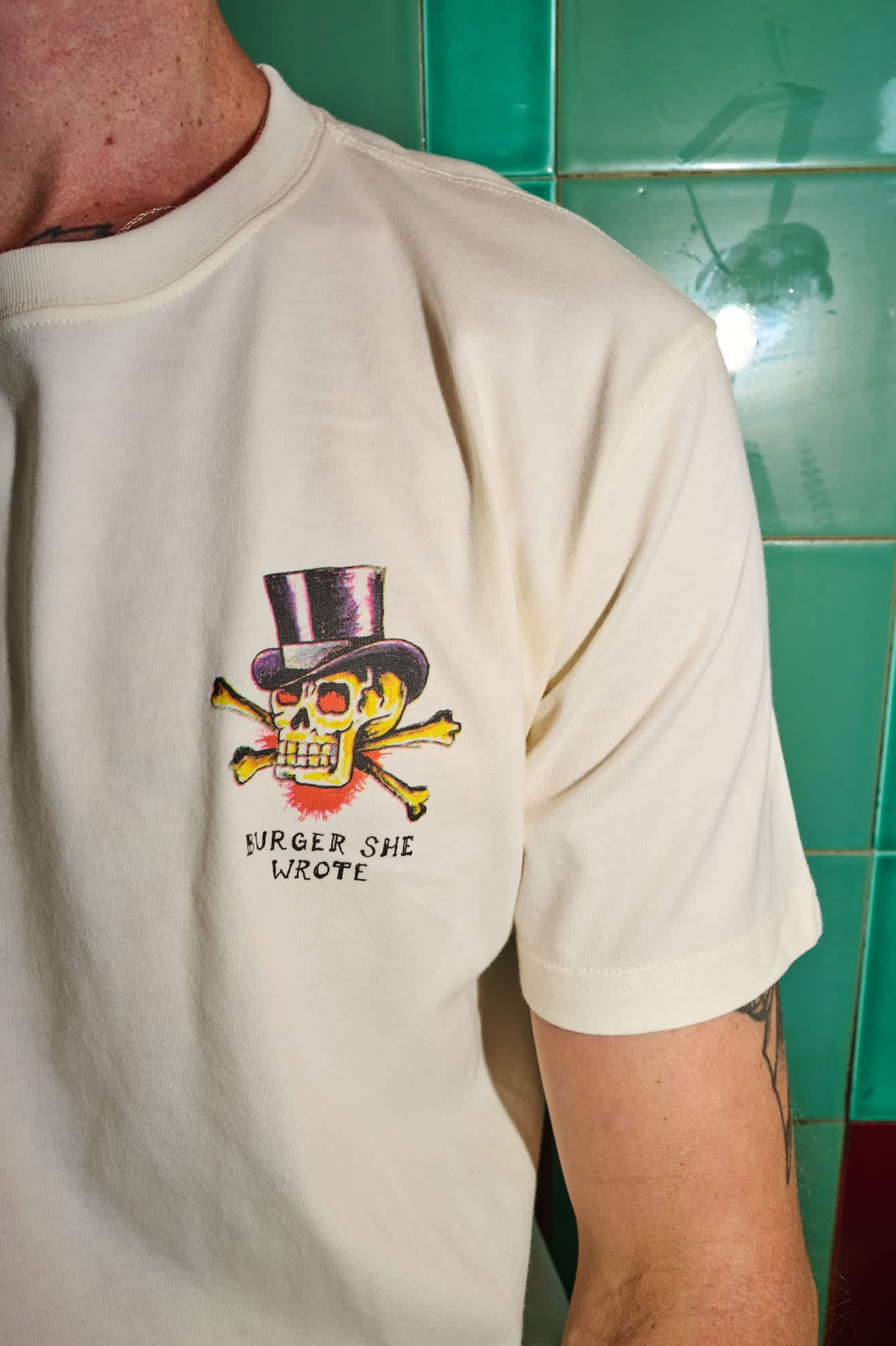 Men's Burger She Wrote Standard T-Shirt in the color Natural - Men's Lifestyle image