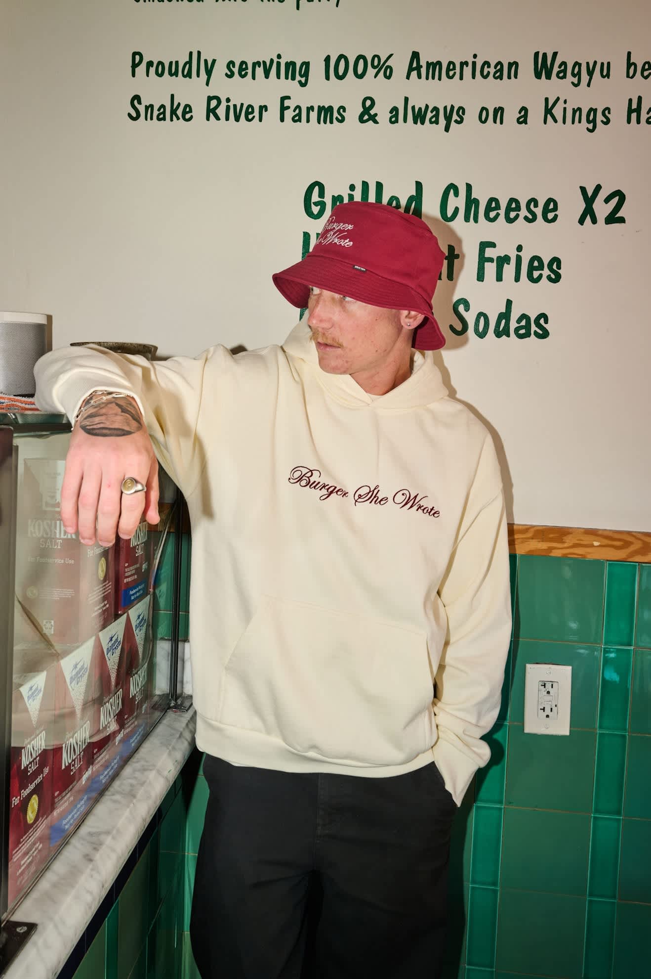Men's Burger She Wrote Hood in the color Natural - Men's Lifestyle image