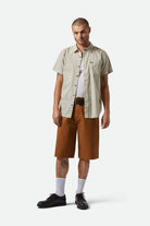 Men's Charter Print S/S Shirt in the color Whitecap/Ivy Green Stripe - Men's Front View