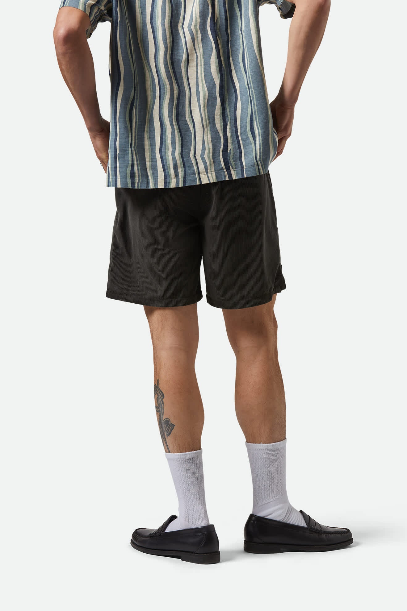 Men's Everyday Corduroy Short in the color Washed Black - Men's Back View