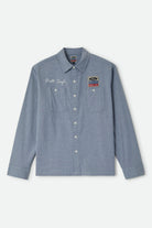 Men's Ford Service Dept Workshirt in the color Blue Chambray - Front Product View