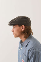 Unisex Brood Baggy Flannel Snap Cap in the color Brown Faux Leather - Men's Side View