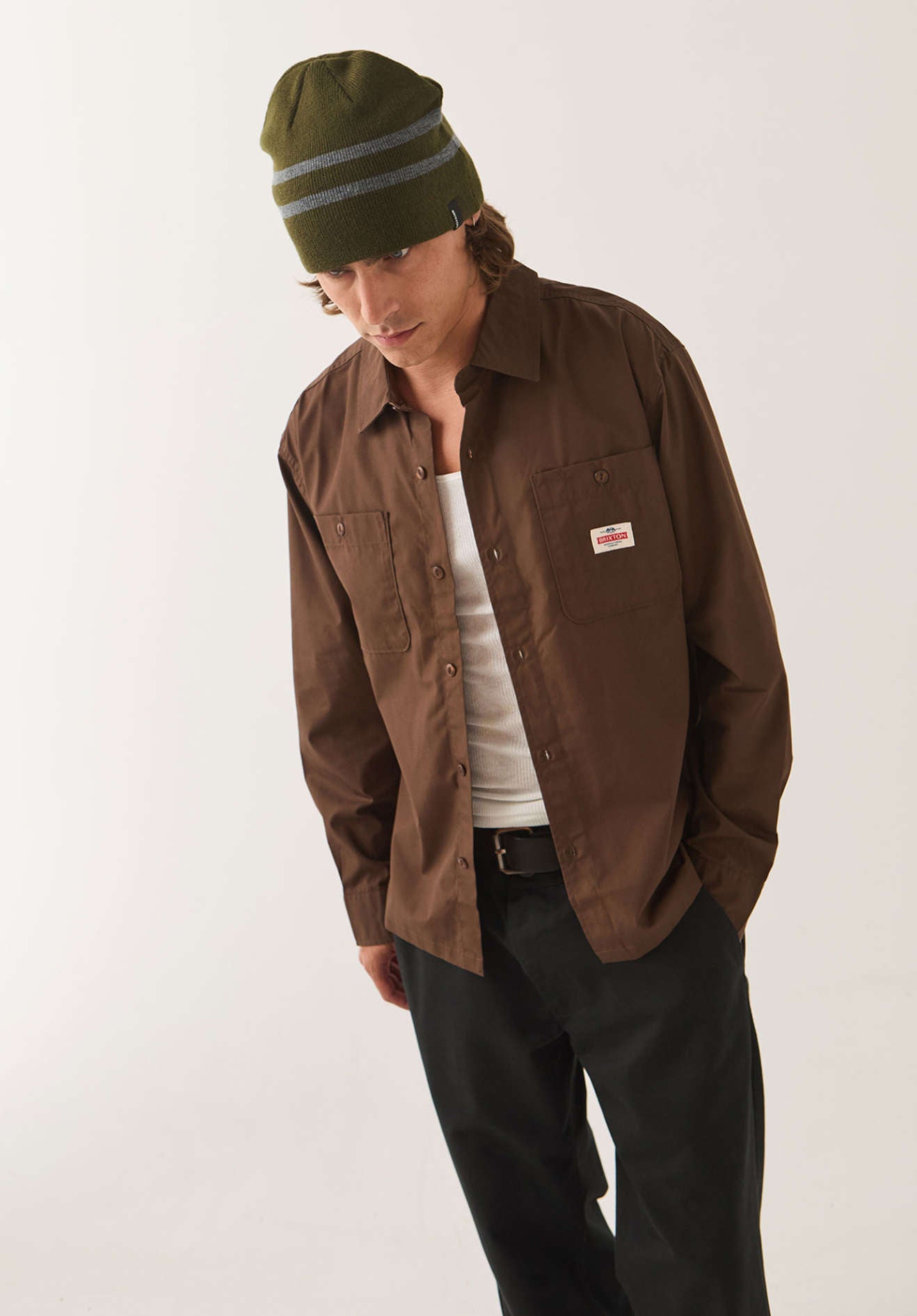 Men's Trademark Long Sleeve Shirt in the color Walnut Brown - Men's Side View